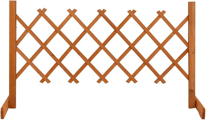 Garden Trellis Fence Wood Expandable Plant Support Climbing Lattices Wooden Decorative Divider Wall for Lawn Backyard Balcony Patio Outdoor Orange 47.2x23.6