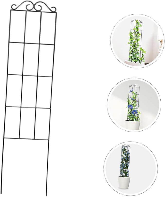 4pcs Black Metal Garden Trellis Plant Climbing Frame for Potted Flower Vines Indoor Outdoor Plant Support Frame 50x15cm