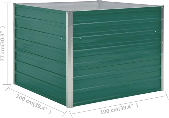 SKM Raised Garden Bed 39.4x39.4x30.3 Galvanized Steel Green