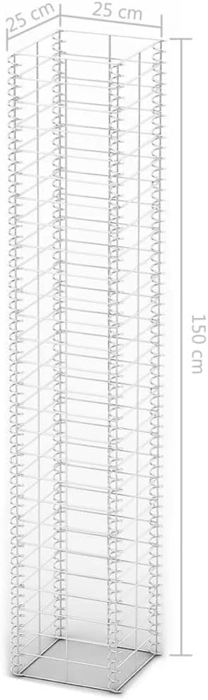Gabion Set 3 pcs Galvanized Wire 9.8x9.8x59 Gabion Raised Bed Gabion Cages Basket Steel Woven Gabion Net for Backyard Garden