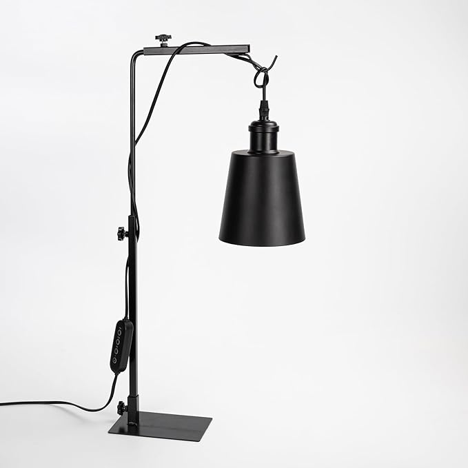 Free Standing Plant Grow Red &amp BlueLighting Adjustable Height 15 Feet Plug Timer Switch Cord Black Shade Simple Style for Plants Growing Indoor Gardening