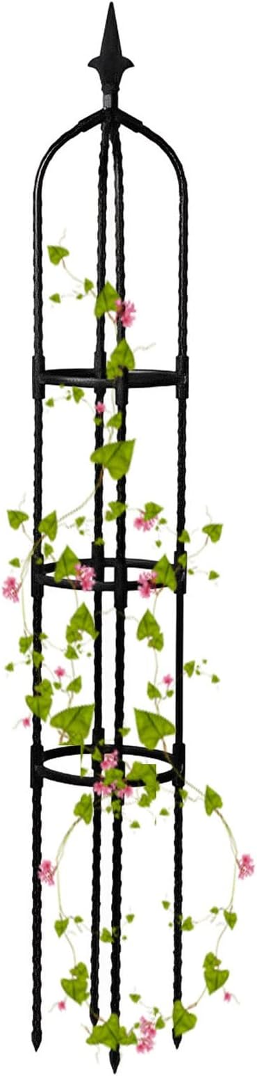 Garden Obelisk Trellis for Climbing Plants 70/90/110cm Tall Tomato Cage Trellis for Garden Indoor Outdoor Potted Plant Support 1pcs(Color:WhiteSize:110cm/43.3in)