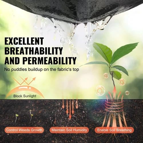 Weed Barrier Ground Cover Mat Black Geotextile Fabric 15x20 Feet 4 Ounce Garden Weed Control