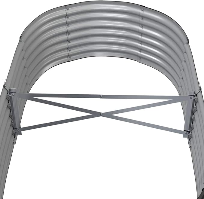 YAFF Modern Oval Raised Garden Bed Anthracite Powder-Coated Steel Planter Box for Vegetables &amp Flowers 59.8 Large Outdoor Planters for Balcony Patio Small Space Gardening