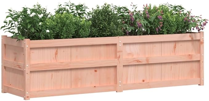 Large Garden Planter Natural Solid Douglas Wood 70.9x19.7x19.7 Inch Rectangular Raised Garden Bed for Outdoor Plants Oiled Finish