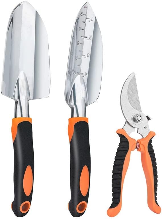 Garden Tool Set 8 Piece Gardening Tools Kit with Trowel Transplanter Cultivator Weeder Pruning Shears Gloves and Carrying Bag (Green)