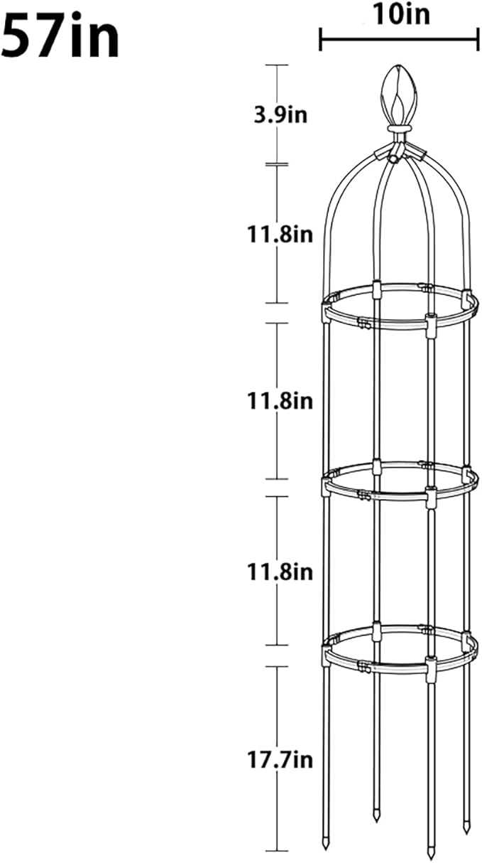 Garden Trellis for Climbing Plants Plant Trellis Tomato Cages and Supports for Vines Crop Garden Outdoor Indoor Potted Plant Support Plant Cage for Flower Vegetable Vines (S:145cm/57in)