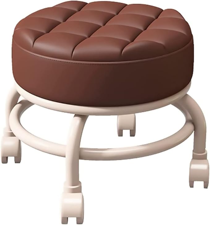 Rolling StoolLow Rolling Stool with WheelsLittle Low Small StoolsFoot Stools with Universal Swivel Caster Wheels Leather Small Stools for Gardening Home Daily PartyGrey (Color ) (Color : Bia (