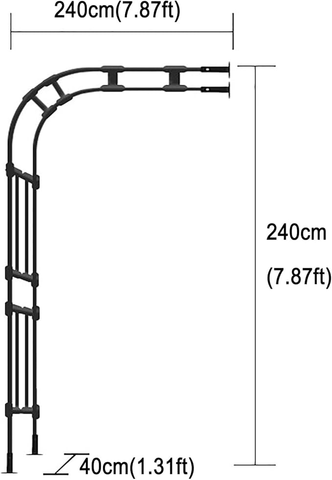 Garden Arch Arbor Trellis for Climbing Plants Outdoor Half Sided Arch Against The Wall Garden Arch Trellis Garden Trellises for Patio Lawn Backyard Black 1.96/2.95/3.93/4.92/5.9/7.21/7.87ft(240cm(