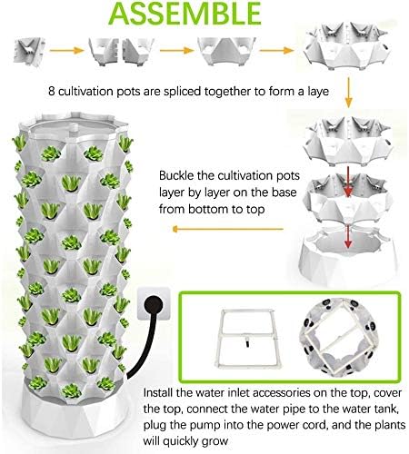 ZXMT 80 Pots Hydroponics Tower Set Hydroponic Growing System Hydroponic Growing Kit for Indoor &amp Outdoor Lettuce Tower with Hydrating Pump Timer Adapter