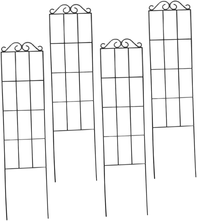 4pcs Black Metal Plant Support Frames 50x15cm Garden Trellis for Climbing Vines and Potted Plants Indoor Outdoor and Vine Fixer