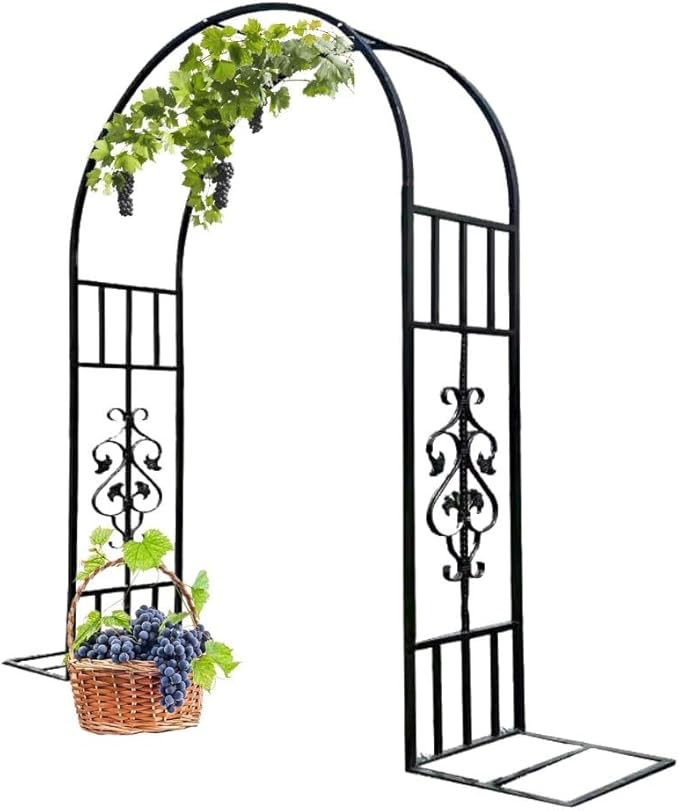 Garden Trellis Arch Archs Trellis For Climbing Plants Outdoor Metal Arbor Archway Arch To Use In The Entrance To Courtyard W:4.6ft 5.9ft 7.2ft 8.5ft 9.8ft 11.2ft 12.5ft H:7.6ft(Black3.8x2.30m/12.5x