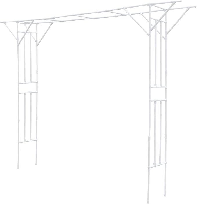 Sturdy Steel Outdoor Garden Trellis &amp Wedding ArchOutdoor Metal Climbing Plant Trellis for Vines FlowersGrapesGarden Arch11.8ft x 8.9ft (White)