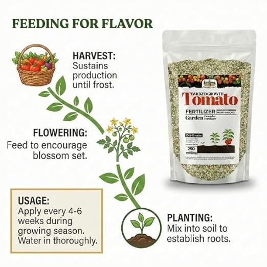 Old Cobblers Farm™ Wicked Growth Tomato Fertilizer– Prevents Blossom End Rot Boosts Fruit Flavor &amp Yield Plant Food for Heirloom Cherry &amp Beefsteak Tomatoes (5/10/15/20lbs)(15 lbs)