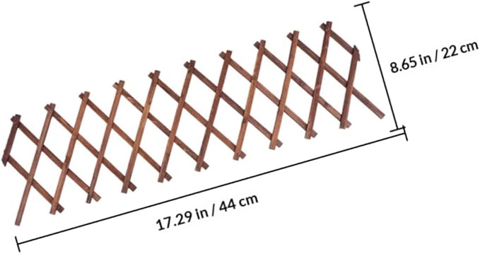 Carbonized Wood Expandable Garden Trellis Vine Support Climbing Plant Fence Panel 44cm X 22cm Thickened 0.9cm for Outdoor Patio and Garden Plant Climb Support