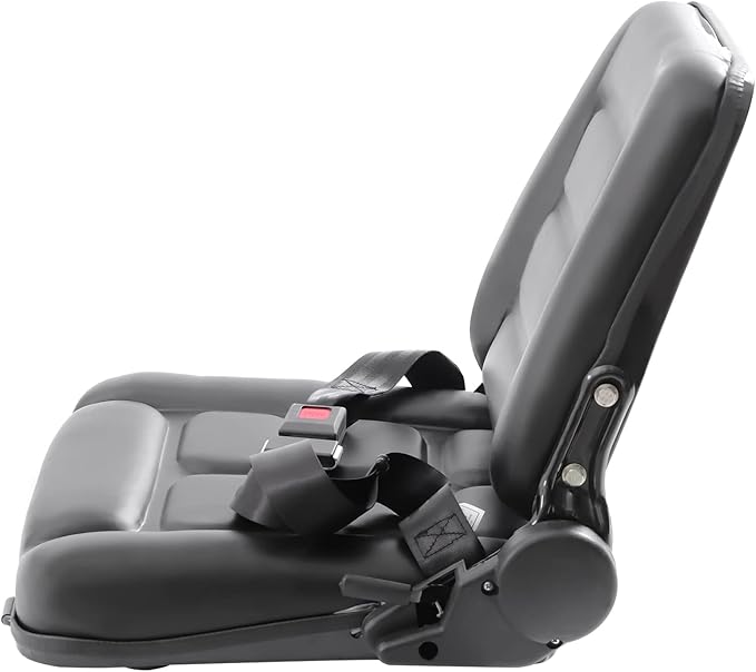 Universal Forklift Seat Forklift Seat with Ordinary Safety Belt &amp Adjustable Backrest Foldable Lawn Mower Seat with Pre-Drilled Holes for Garden Excavator Bulldozer Trencher (B)