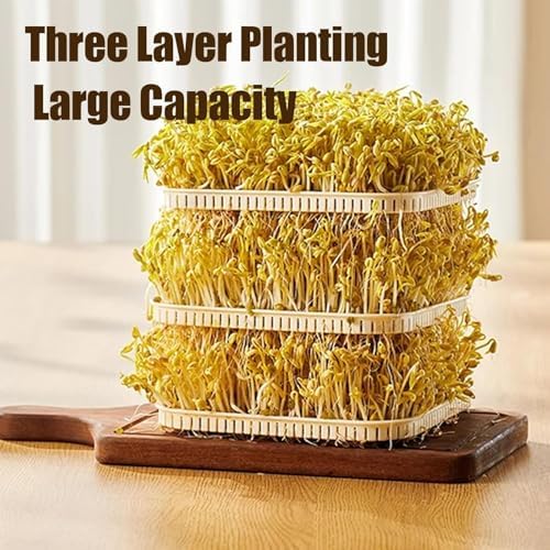 Automatic Bean Sprout Machine 360° Spray with 1.5L Water Tank LED Display 3 Modes for Radish Wheatgrass and Barley