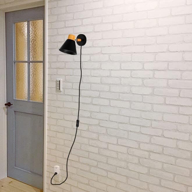 Hook Type Wall Mounted Plant Light Full Spectrum White Light 6000K 25W Bulb Modern Black Metal Wood Plug in Cord Timing Wall Lamps for Indoor Growing Plants Flowers