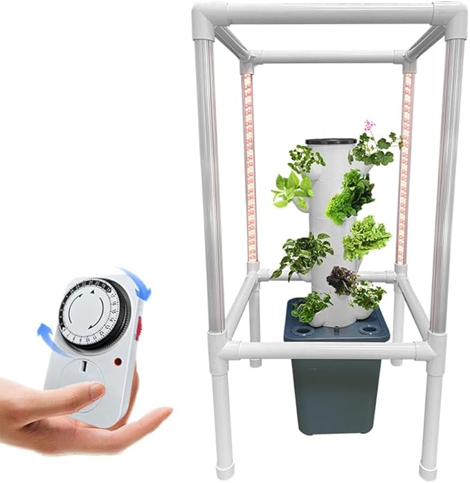 Hydroponics Growing 25 Pods Hydroponics Tower with LED Grow Light Vertical Garden Planter Plant Germination Kit Aeroponics Growing Kit w