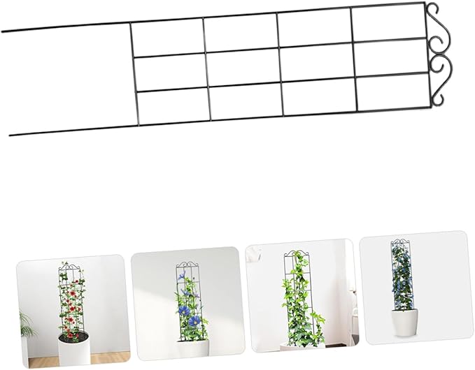 Operitacx 4pcs Metal Garden Trellis Plant Climbing Rack Support Frame for Potted Vines Indoor Outdoor Plant Climbing Holder 50x15cm Black