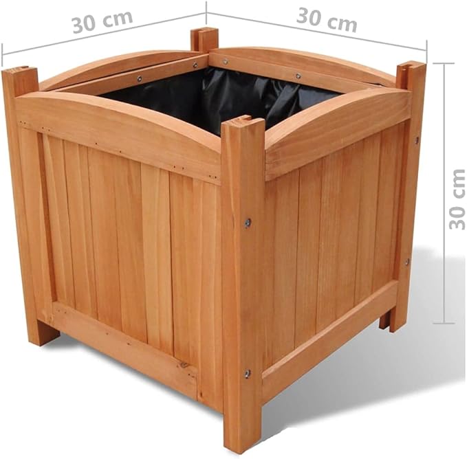 Solid Wood Raised Bed Set of 4 Wooden Galvanized Fencing Retaining Landscape Garden for Patios Balconies and Decks (12x12x12 in)