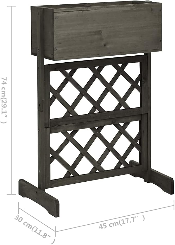 Wooden Garden Planter with Trellis Lattice Panels Freestanding Acacia Wood Plant Raised Bed Raised Bed for Outdoor Climbing Planting Yard Patio Decoration Gray 17.7x11.8x29.1