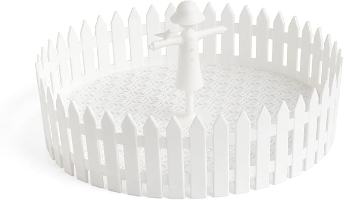PELEG DESIGN Seed Field Seed Starter for Kitchen Use Indoor Seedling Tray w/Fence and a Scarecrow Fits Any Plate Ideal for Any Sprouting Seeds