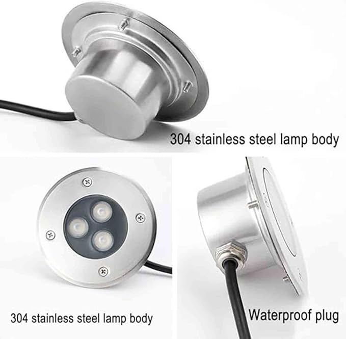 LED Underground Light - 24V IP68 Waterproof Underwater Spot Light for Outdoor Landscape (Round 6W Red / 12W Yellow)