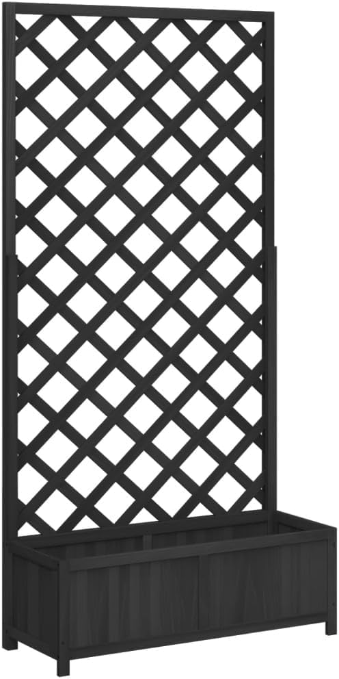 Planter with Trellis Patio planters Standing Planter Gardening Box Raised Flower Bed Suitable for Nursery Orchard Courtyard Corridor Black Solid Wood Fir