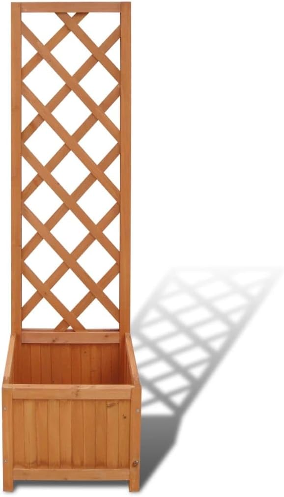 Solid Wood Trellis Planter Wood Garden Planter with Trellis Raised Garden Bed with Trellis for Vine Climbing Plants Flower Vegetable 15.7x11.8x53.1 -88