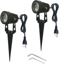 Pack of 2 Outdoor LED Landscape Lights Waterproof Spotlight with Spike Stand and Plug for Driveway Outdoor Lawn Lighting Flood Garden Yard (5W Mini Cool White)