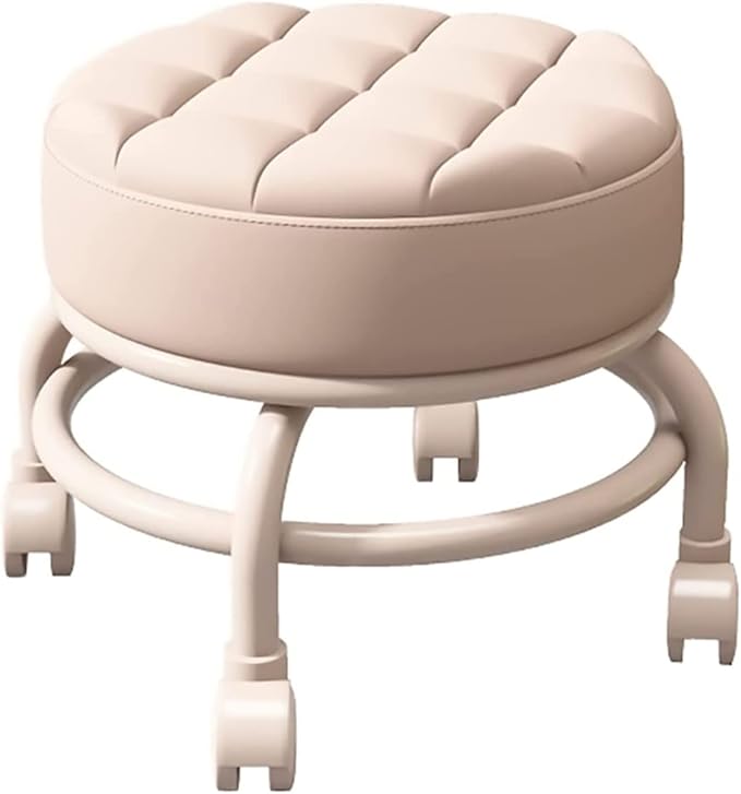 Rolling StoolLow Rolling Stool with WheelsLittle Low Small StoolsFoot Stools with Universal Swivel Caster Wheels Leather Small Stools for Gardening Home Daily PartyGrey (Color ) (Color : Bia (