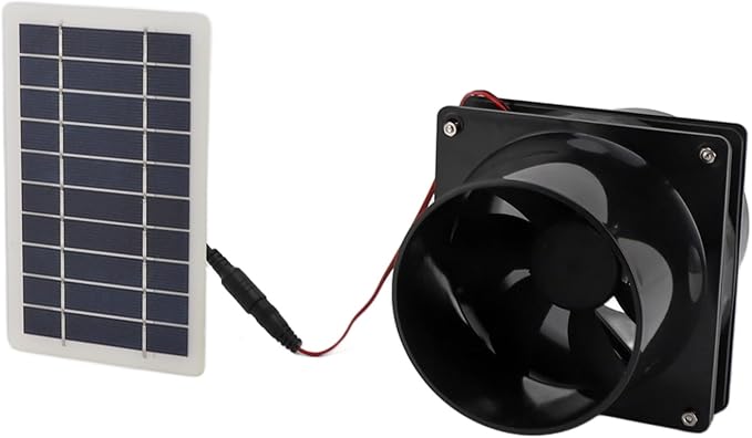 Yosoo Health Gear Solar Powered Exhaust Fan Round Pipe Exhaust Fan with Solar Panel Kit ABS Solar Panel Ventilation Fan Kit for Pet House Chicken Coop RV Greenhouse 6in High Speed