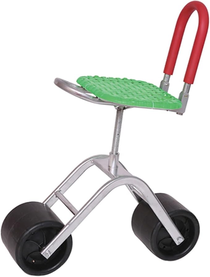 360° Swivel Rolling Gardens Cart with SeatFoldable Garden with 2 Wheelsfor Lawn Yard(Green)