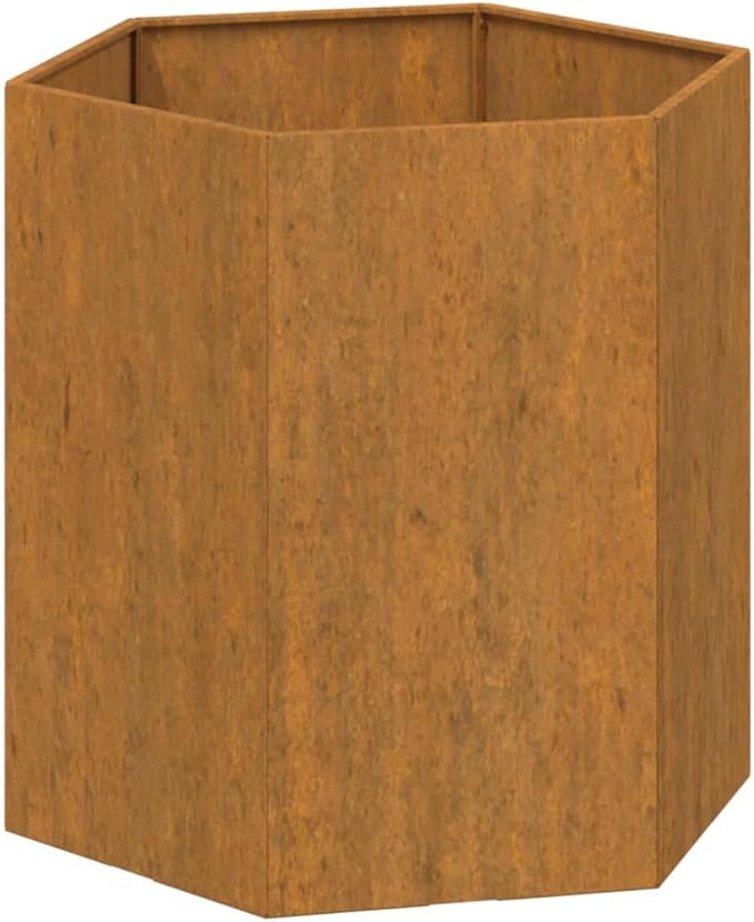 Rusty Corten Steel Square Planter 15.7 inch Outdoor Decorative Metal Planter Box for Garden Weathered Finish Raised Garden Bed for Plants