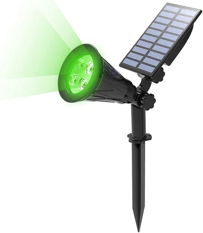 Solar Spotlights 4LED Solar Landscape Spotlights Solar Landscape Lights Waterproof 2-in-1 Multi Use Outdoor Wall Lights (Green)