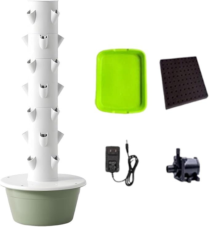 Aeroponic Vertical Grow Tower Soilless Hydroponic Planting System Indoor Vegetable Garden with Circulating Pump for Fast High-Yield Growth(7th Floor)