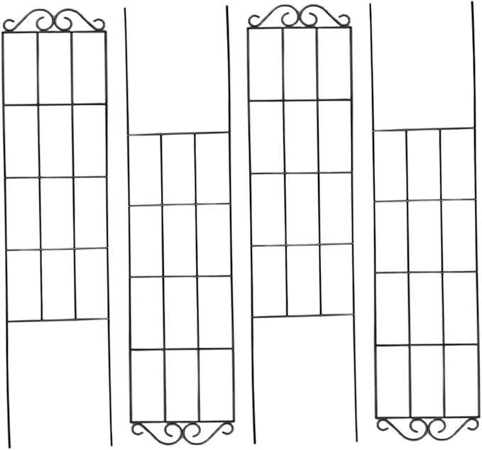 4pcs Black Metal Garden Trellis Plant Climbing Frame for Potted Flower Vines Indoor Outdoor Plant Support Frame 50x15cm