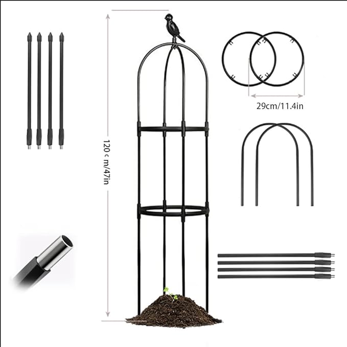 Garden Trellis for Climbing Plants  Rustproof Plastic Coated Metal Stake Tall Tower Obelisk Trellis for Potted Plant Support Indoor Outdoor Rose Trellis for Trellis Tomato ( Size : 11.4/29cm Dia x4