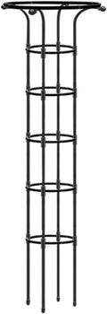 Garden Obelisk Trellis for Climbing Plants Outdoor and Indoor Trellis for Potted Plants Vertical Metal Umbrella Trellis Tower with PE Coated Garden Obelisk Trellis for Potted Rose(Black 185*25cm )