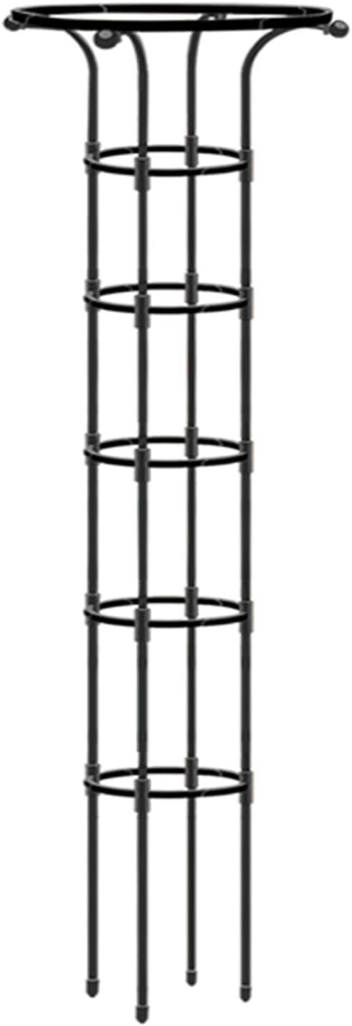 Garden Obelisk Trellis for Climbing Plants Outdoor and Indoor Trellis for Potted Plants Vertical Metal Umbrella Trellis Tower with PE Coated Garden Obelisk Trellis for Potted Rose(Black 185*25cm )