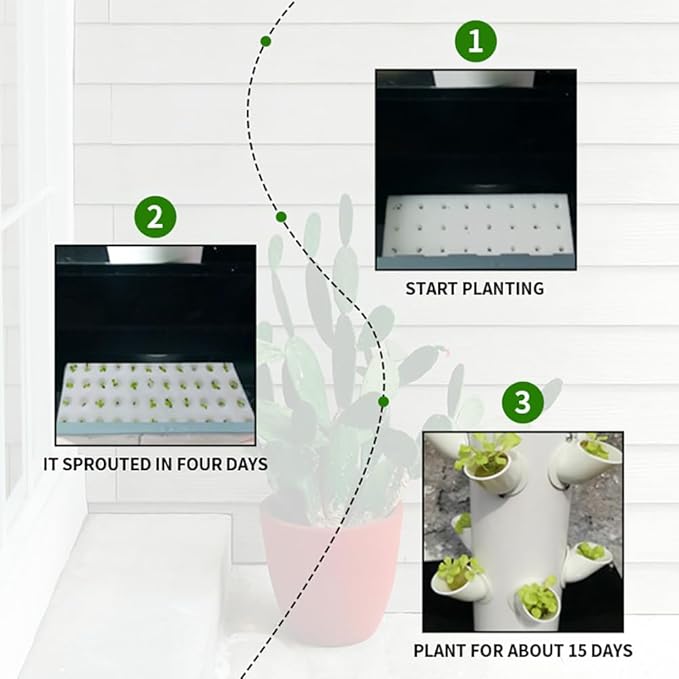 Hydroponics Growing 25 Pods Hydroponics Tower with LED Grow Light Vertical Garden Planter Plant Germination Kit Aeroponics Growing Kit w