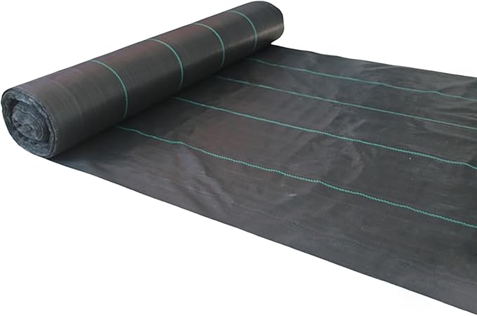 Weed Control Membrane UV Stabilised Weed Barrier Fabric Porous Landscape Fabric Trimmable Black Woven Roll Perfect for Gardens Patios Flower Beds(1 * 100m)