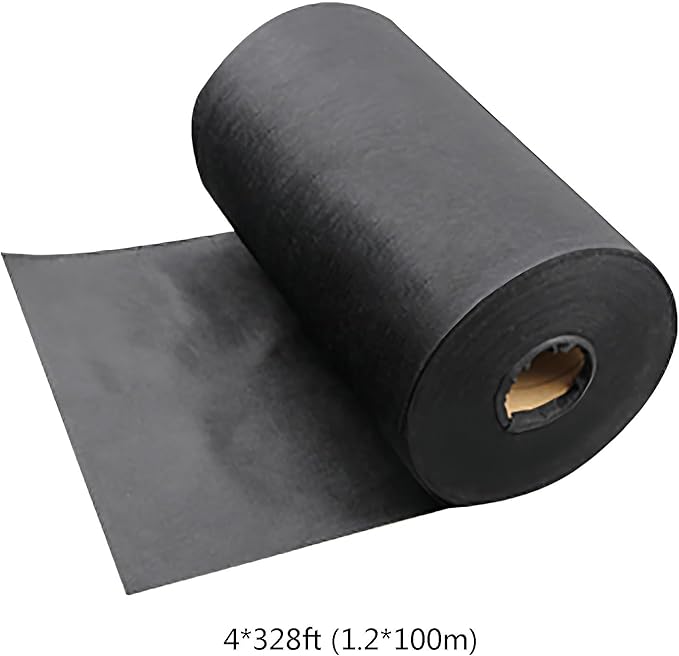Weed Control Fabric Premium Weed Membrane Breathable Landscape Weed Barrier Tear-proof Black Woven Roll for Driveway Gravel Artificial Grass Lawn Underlay(1.2 * 100m)