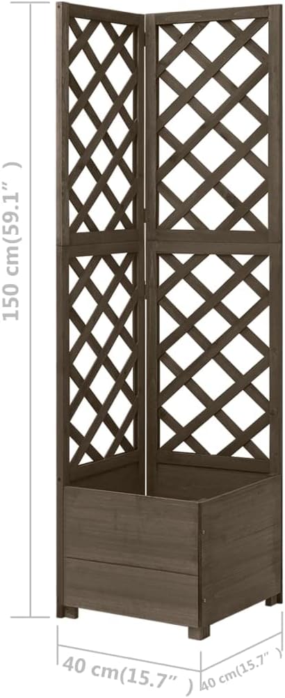 Decorative Garden Raised Bed Vegetable Planting pots Corner Trellis Planter Gray 15.7x15.7x59 Solid Fir Wood for Growing Outdoor Plants Vegetables