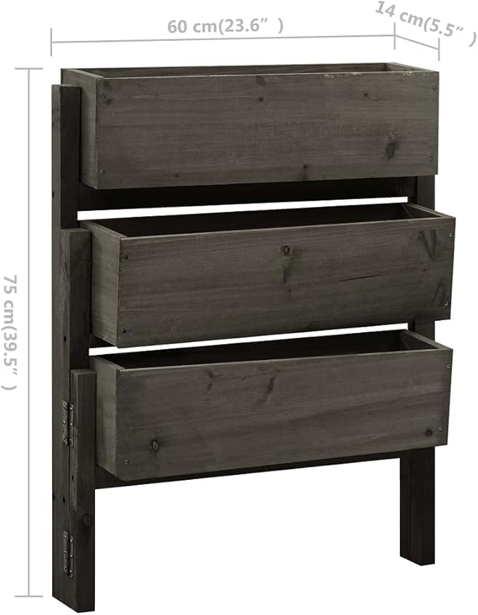 Garden Folding Planter Raised for Indoor Outdoor Vegetables Flower Herb Plants Bed Elevated Wood Wooden Box Stand for Backyard Patio Balcony Liner Trellis 23.6 x 5.5 x 29.5 (W x D x H)