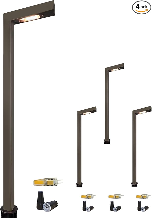 COLOER Brass Low Voltage Outdoor Pathway Lights Bronze Finish 4-Pack with G4 LED Bulb9-17V AC/DC Garden Lights ElectricHalloween Walkway LightIP65 Waterproof2700K Landscape Lighting(603B)