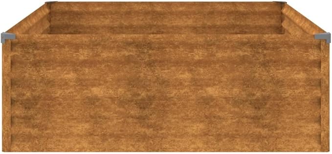 vidaXL Square Corten Steel Garden Raised Bed 39.4X39.4X14.2 in Durable Rustic Design Ideal for Flowers Vegetables and Herb Planting On Balconies Patios Or Gardens Planter Outdoor Metal