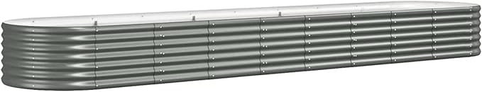 ZEYUAN Garden Raised Bed Planter Raised Beds Raised Planter Box Planters for Outdoor Plants Garden Beds Powder-Coated Steel 144.9x31.5x14.2 Gray