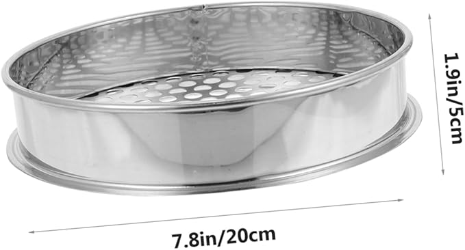 Sosoport 2pcs Round Soil Sifter Garden Soil Sifter Stainless Steel Sifting Pan Mesh Sieves for Rocks and Lawn